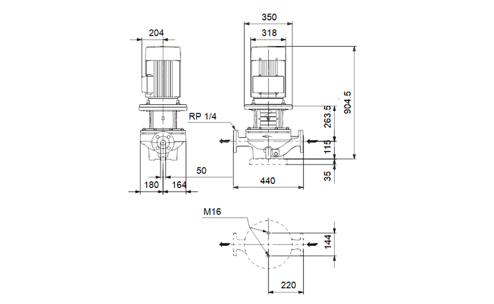 GRUNDFOS Einstufige Inlinepumpe TP 50-830/2 A-F-A-BAQE-PW1 Art. 96087184