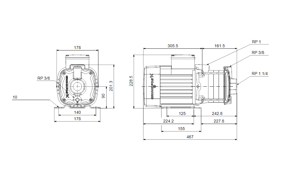 GRUNDFOS Mehrstufige Blockpumpe CM 5-7 A-R-A-E-AQQE C-A-A-Art. 97516573