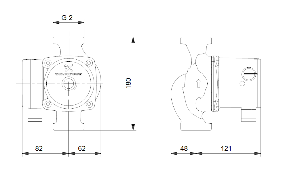 GRUNDFOS Nassläufer-Umwälzpumpe UPS 32-80 180 Art. 95906442