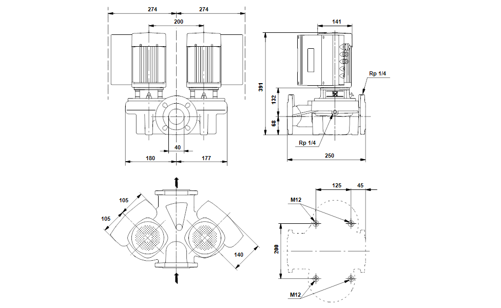 GRUNDFOS Einstufige Inlinepumpe TPED 40-30/4 A-F-A-BUBE Art. 96540746