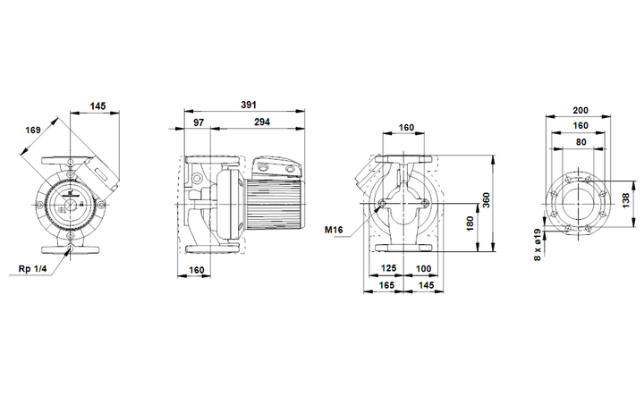 GRUNDFOS Nassläufer-Umwälzpumpe UPS 80-120 F B 360 Art. 96402445