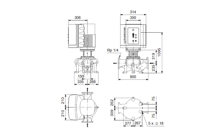GRUNDFOS Einstufige Inlinepumpe TPE 150-260/4-S A-F-A-GQQE Art. 96306327