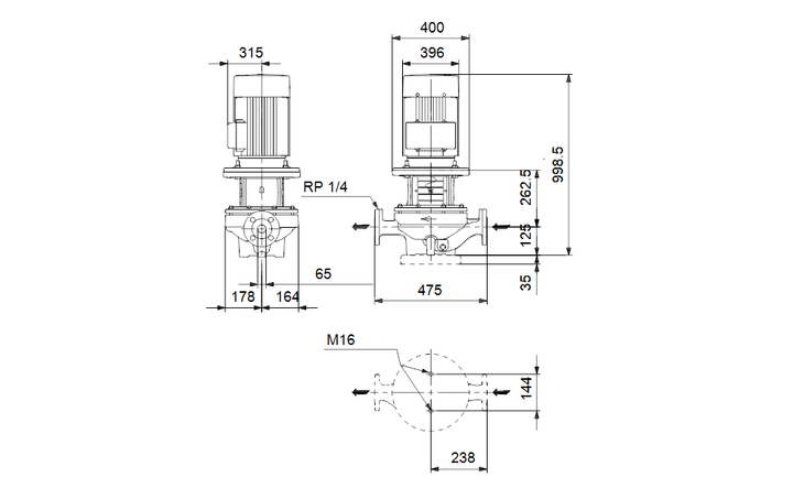 GRUNDFOS Einstufige Inlinepumpe TP 65-930/2 A-F-A-BAQE-RW1 Art. 96087510