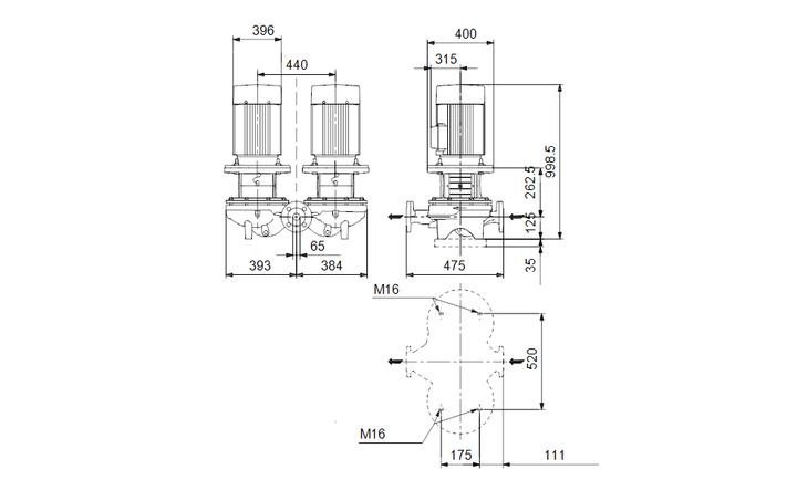 GRUNDFOS Einstufige Inlinepumpe TPD 65-930/2 A-F-A-BAQE-RW1 Art. 96087570