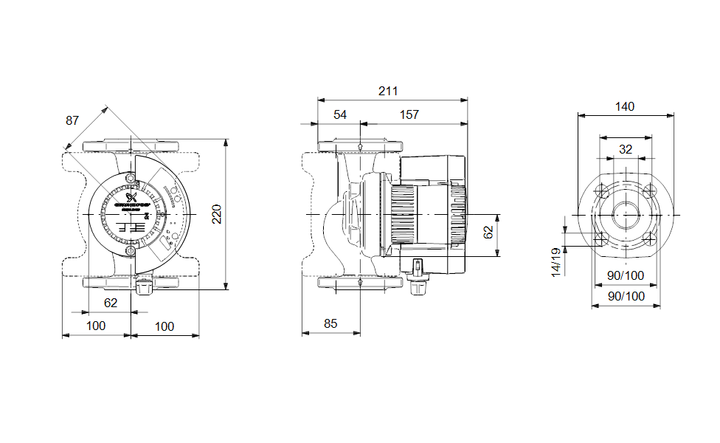 GRUNDFOS Nassläufer-Umwälzpumpe MAGNA 32-80 F Art. 97691279