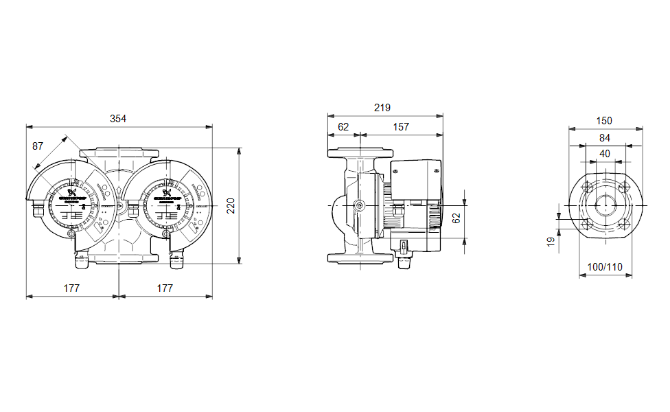 GRUNDFOS Nassläufer-Umwälzpumpe MAGNA D 40-100F Art. 96748675