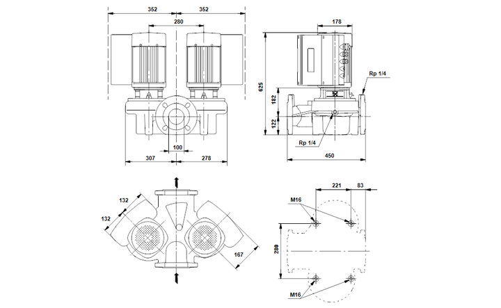 GRUNDFOS Einstufige Inlinepumpe TPED 100-60/4 AI-F-A-BUBE Art. 96510106
