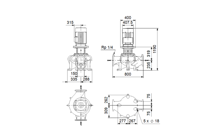 GRUNDFOS Einstufige Inlinepumpe TP 150-340/4 A-F-A-GQQE Art. 96306174