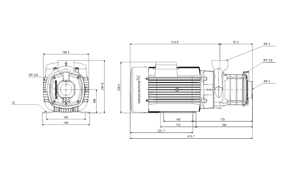 GRUNDFOS Mehrstufige Blockpumpe CM 15-2 A-R-A-E-AQQE C-A-A-N Art. 97516581
