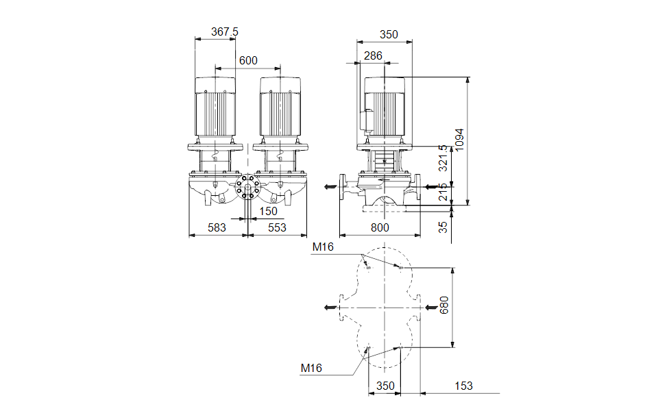 GRUNDFOS Einstufige Inlinepumpe TPD 150-220/4 A-F-A-BAQE-PW3 Art. 96109897