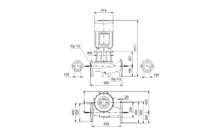 GRUNDFOS Einstufige Inlinepumpe TP 125-240/4 A-F-A-DBUE Art. 96162087