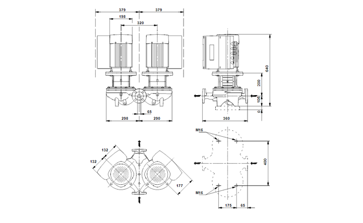 GRUNDFOS Einstufige Inlinepumpe TPED 65-230/2 A-F-A-BAQE Art. 96096636