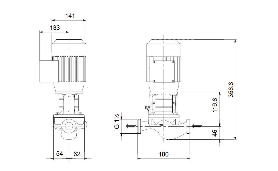 GRUNDFOS EINSTUFIGE Inlinepumpe TP 25-50/2 A-O-A-BQQE-AW1 Art. 98346587