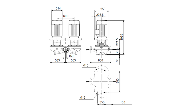 GRUNDFOS Einstufige Inlinepumpe TPD 150-200/4 A-F-A-BAQE-OW3 Art. 96109896