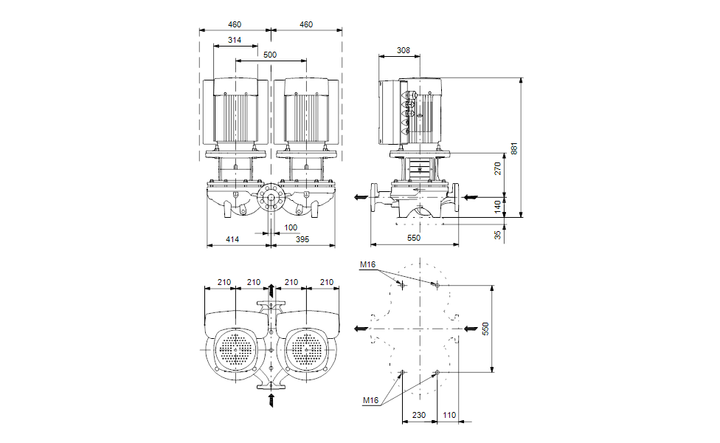 GRUNDFOS Einstufige Inlinepumpe TPED 100-250/2 A-F-A-BAQE Art. 96110331