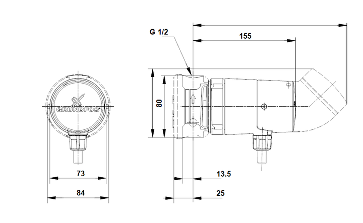GRUNDFOS Umwälzpumpe UP 15-14 BT 80 Art. 96433885
