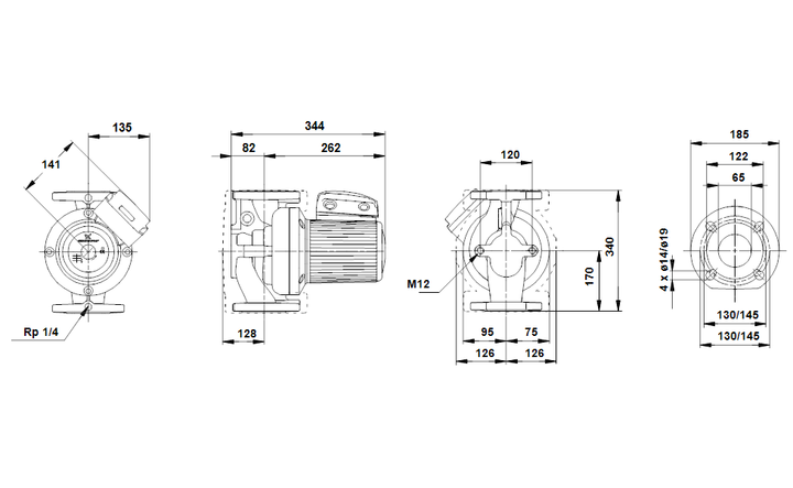 GRUNDFOS Nassläufer-Umwälzpumpe UPS 65-60/2 F B 340 Art. 96402262