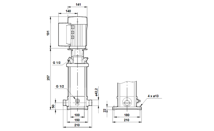GRUNDFOS Vertikale Mehrstufige Kreiselpumpe CRNE 5-2 Art. 96518472