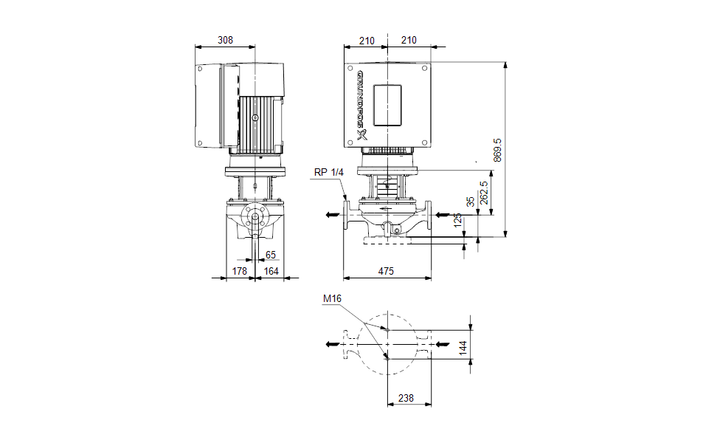 GRUNDFOS Einstufige Inlinepumpe TPE 65-550/2 S-A-F-A-BAQE-OW1 Art. 96397048