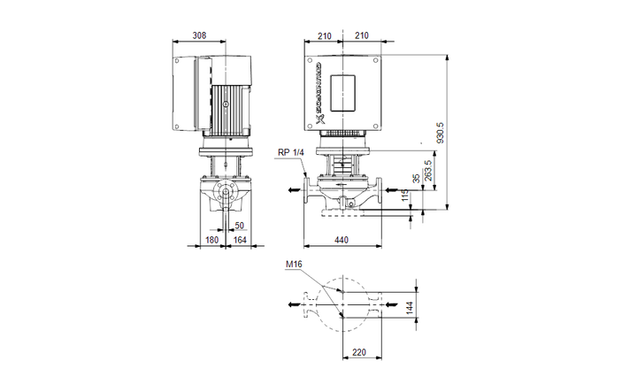 GRUNDFOS Einstufige Inlinepumpe TPE 50-900/2 S-A-F-A-BAQE-QW1 Art. 96397042