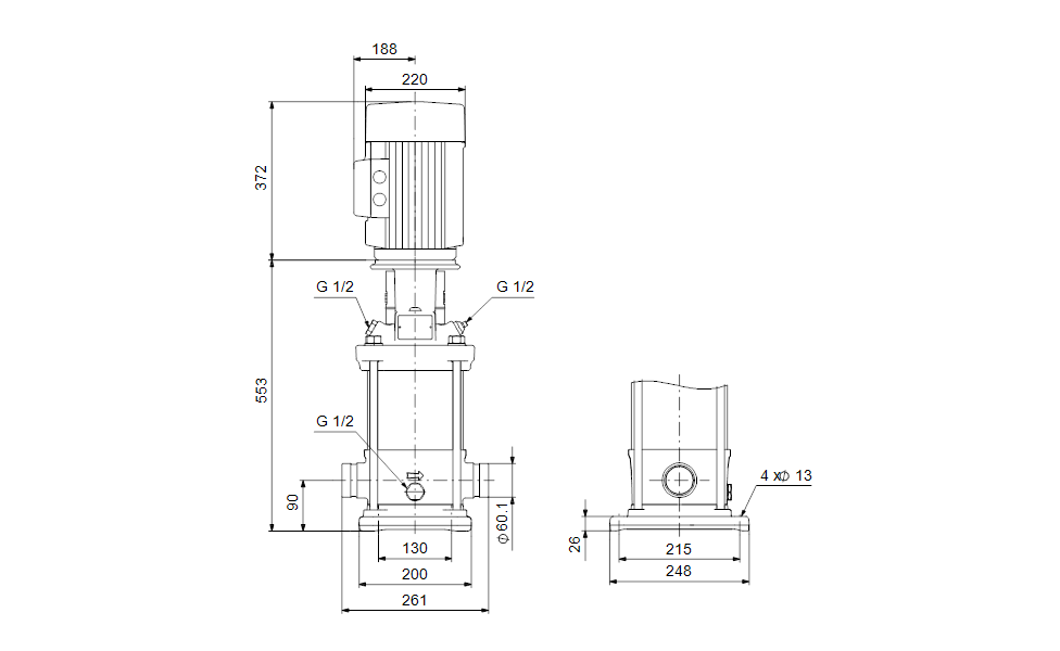GRUNDFOS Vertikale Mehrstufige Kreiselpumpe CRNE 15-5 Art. 96512805