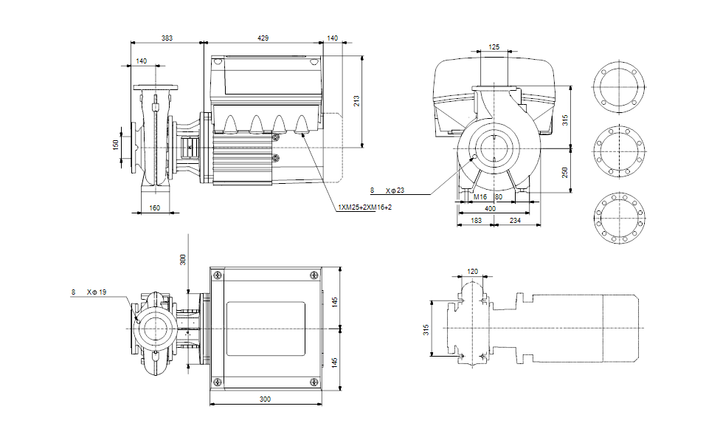 GRUNDFOS Einstufige Blockpumpe NBE 125-200/201 Art. 95108709