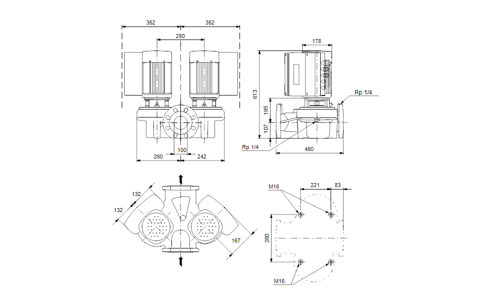 GRUNDFOS Einstufige Inlinepumpe TPED 100-120/2 A-F-A-BUBE Art. 96403144