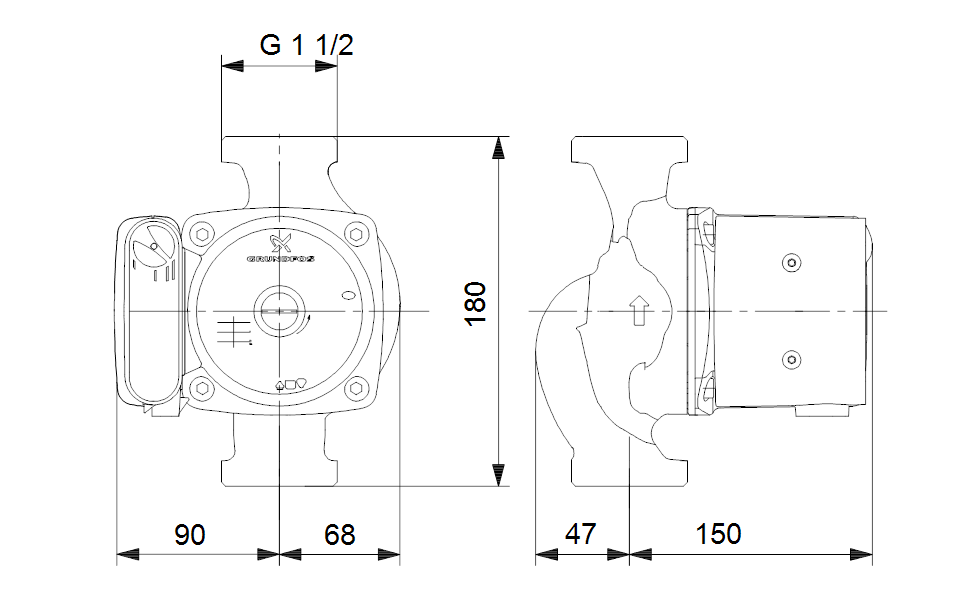 GRUNDFOS Nassläufer-Umwälzpumpe UPS 25-100 180 Art. 95906480