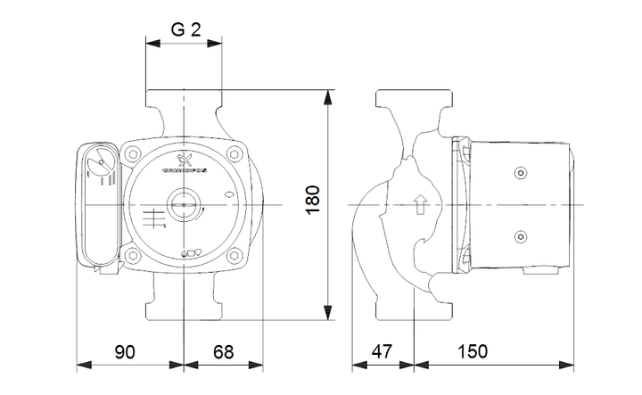 GRUNDFOS Nassläufer-Umwälzpumpe UPS 32-100 180 Art. 95906500