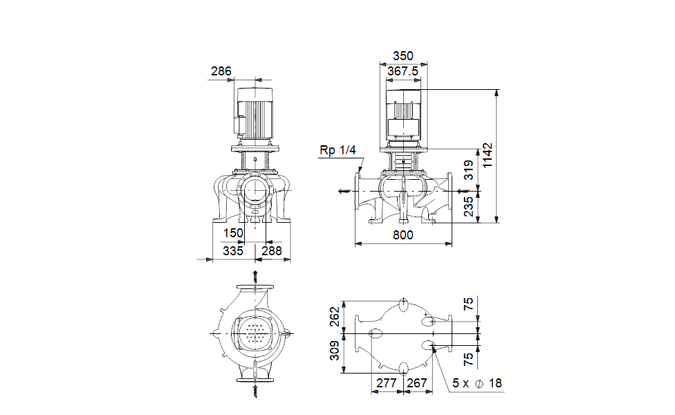 GRUNDFOS Einstufige Inlinepumpe TP 150-280/4 A-F-A-GQQE Art. 96306175