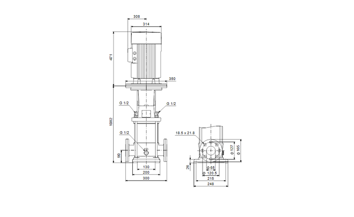 GRUNDFOS Vertikale Mehrstufige Kreiselpumpe CRNE 15-14 Art. 96512832