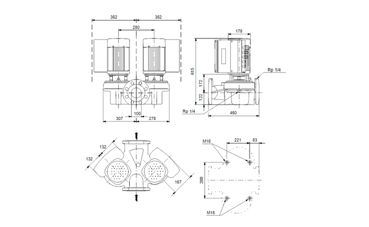 GRUNDFOS Einstufige Inlinepumpe TPED 100-30/4 A-F-A-BUBE Art. 96540934