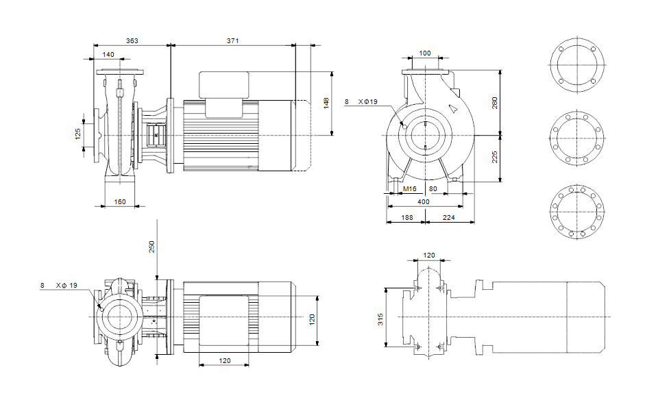 GRUNDFOS Einstufige Blockpumpe NB 100-250/220 Art. 95109847