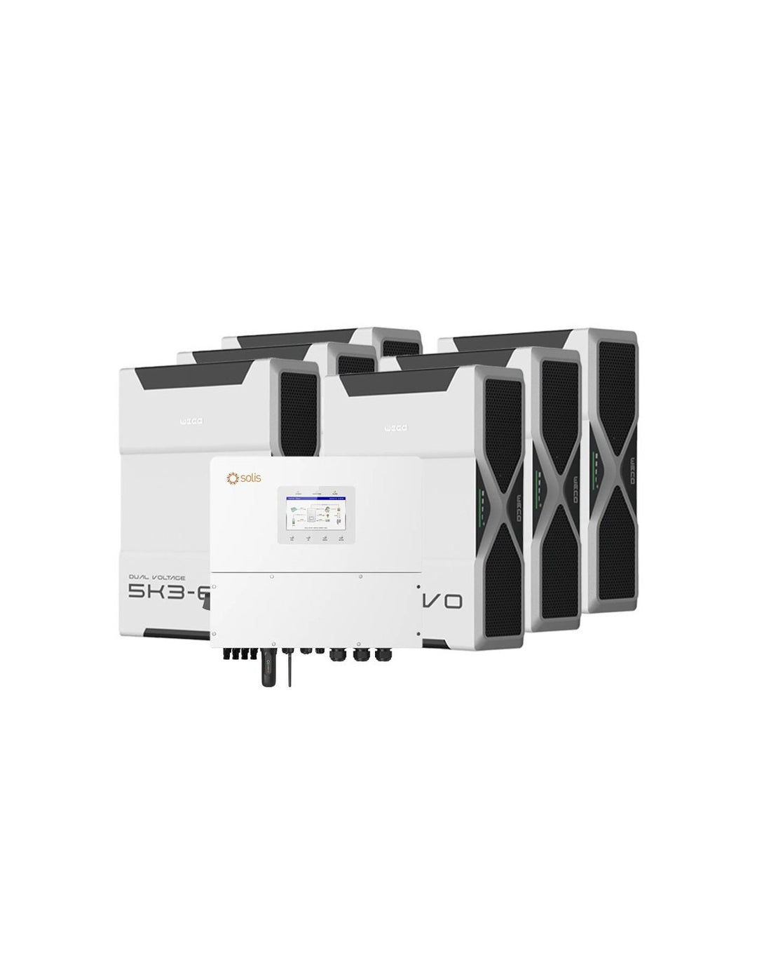 Dreiphasige Speichersystem Wechselrichter Solis 12kW Lithium 31.32kWh Weco 5k3 EVO