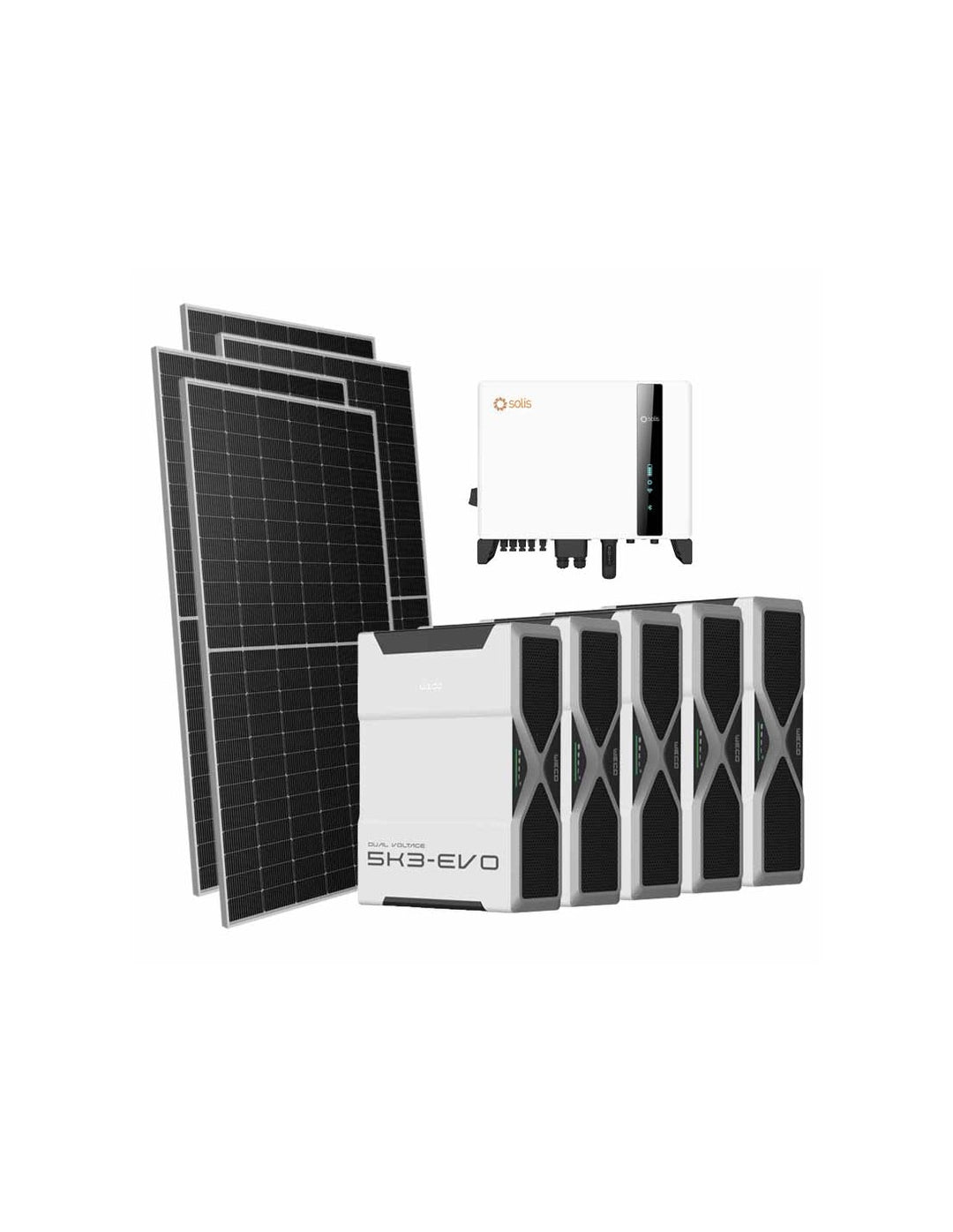 Dreiphasiges Photovoltaik-Kit 10710W Wechselrichter Solis 10kW Lithium 26.1kWh Weco EVO...