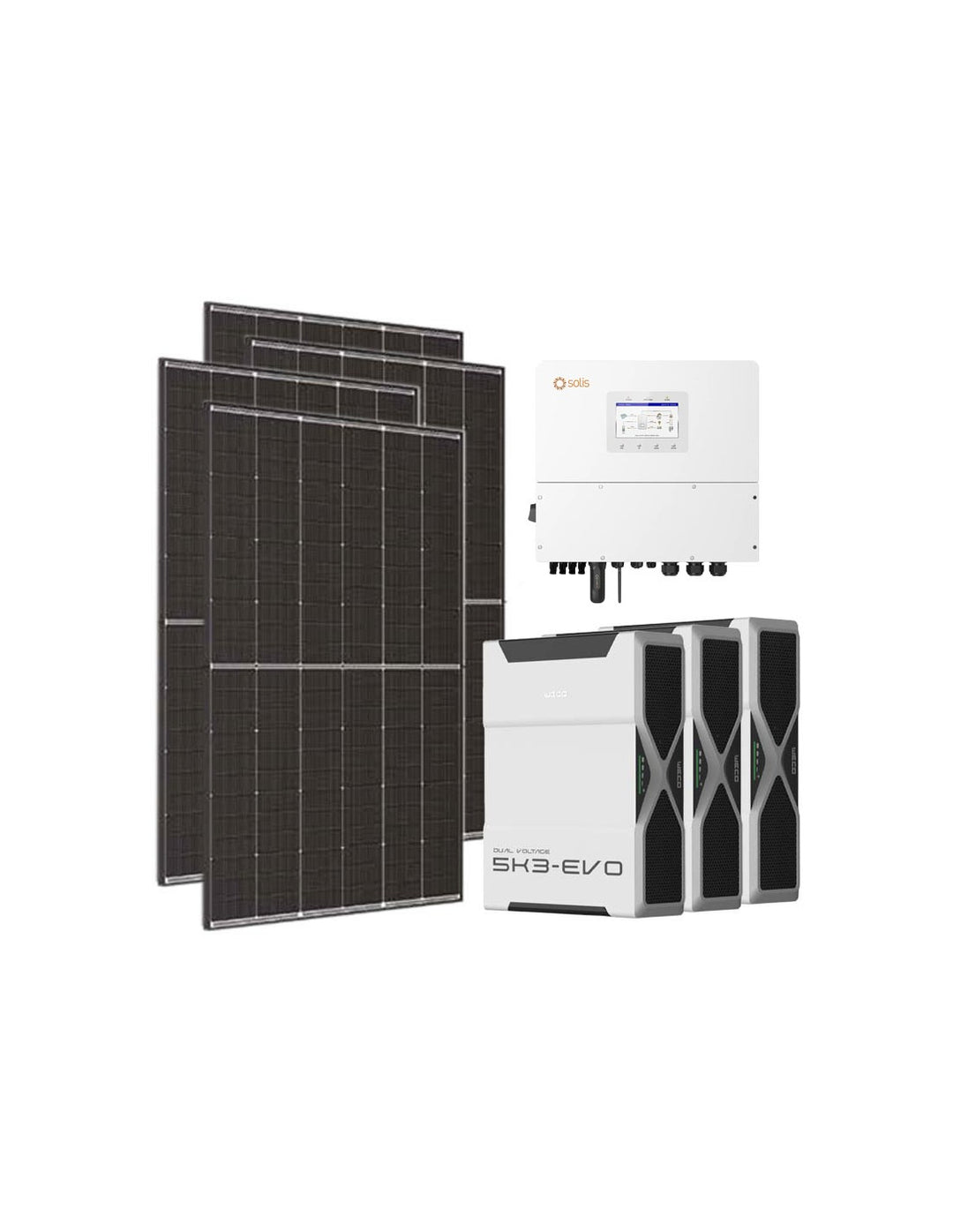Dreiphasiges Photovoltaik-Kit 12600W Wechselrichter Solis 12kW Lithium 15.6kWh Weco EVO...
