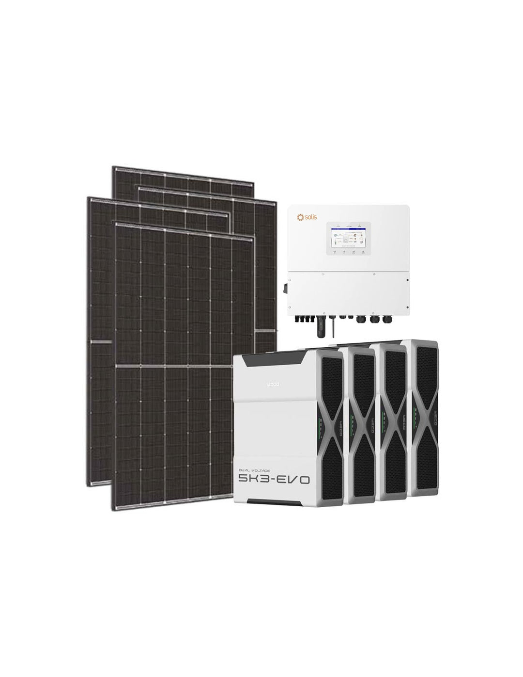 Dreiphasiges Photovoltaik-Kit 12600W Wechselrichter Solis 12kW Lithium 20.8kWh Weco EVO...