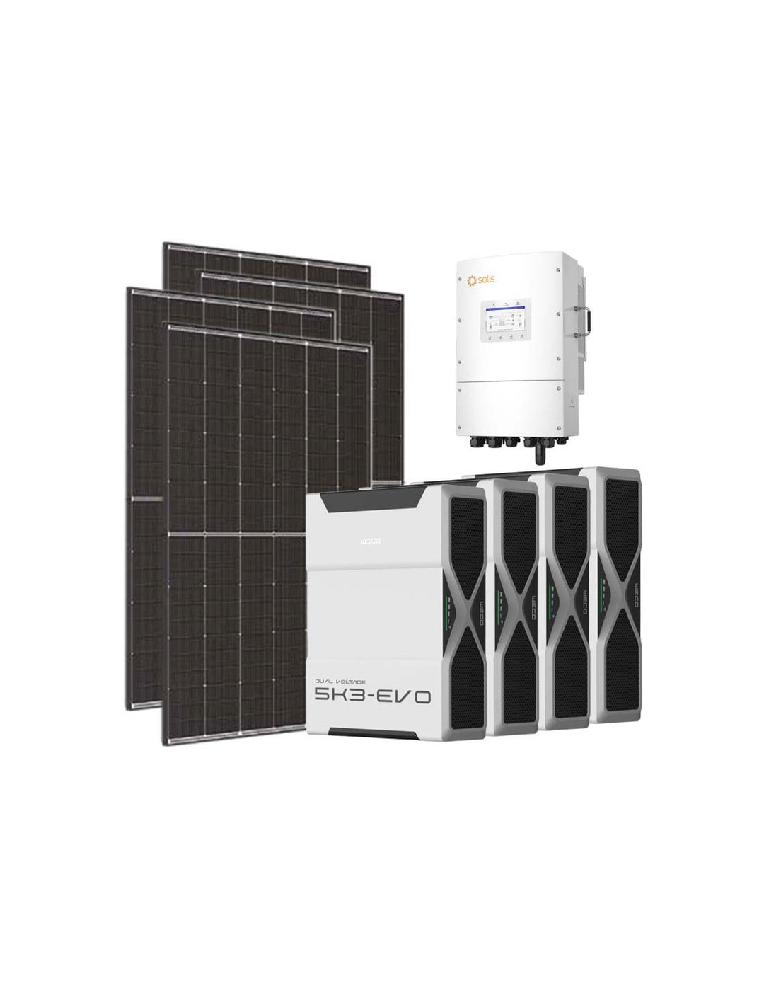 Dreiphasiges Photovoltaik-Kit 15300W Wechselrichter Solis LV 15kW Lithium 20.8kWh Weco...