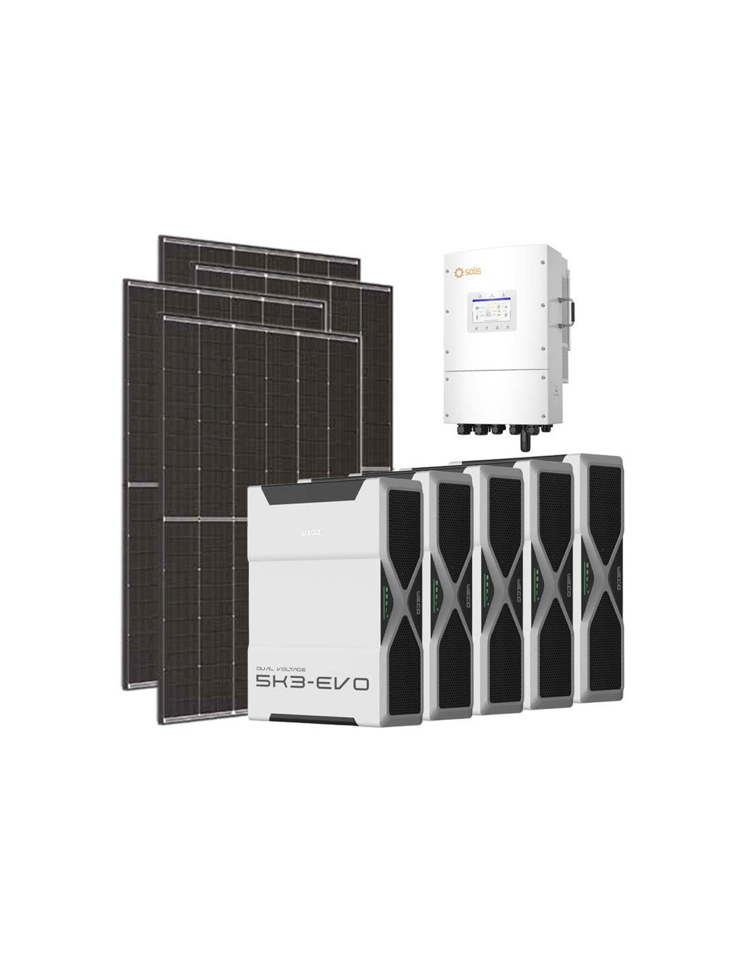 Dreiphasiges Photovoltaik-Kit 15300W Wechselrichter Solis LV 15kW Lithium 26.1kWh Weco...