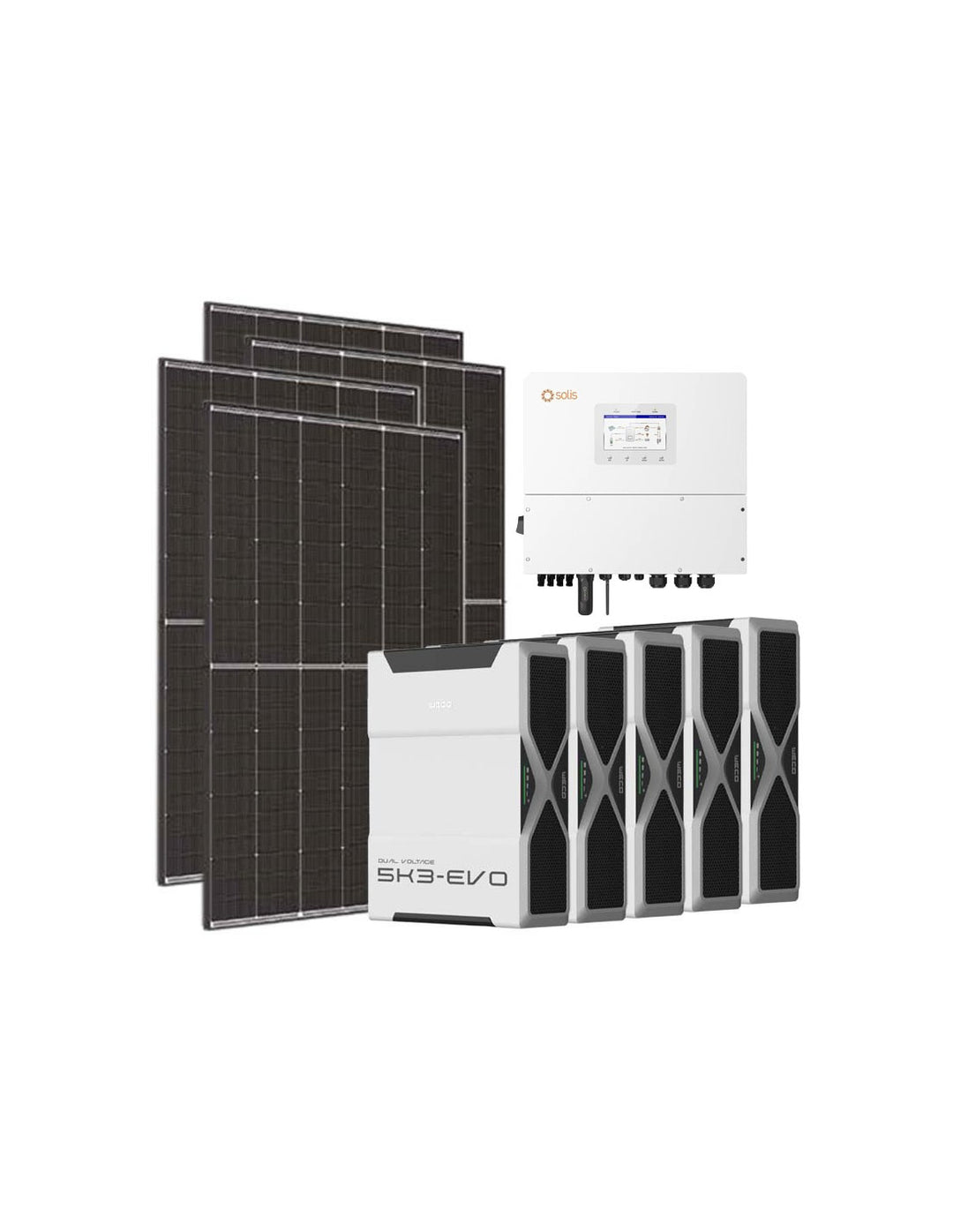 Dreiphasiges Photovoltaik-Kit 20700W Wechselrichter Solis 20kW Lithium 26.1kWh Weco EVO...