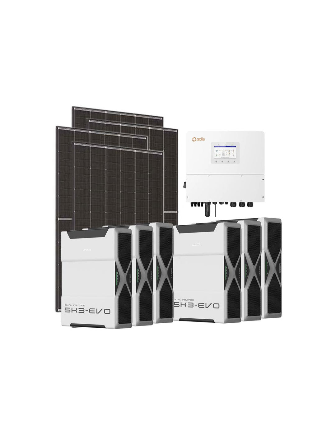 Dreiphasiges Photovoltaik-Kit 20700W Wechselrichter Solis 20kW Lithium 31.3kWh Weco EVO...