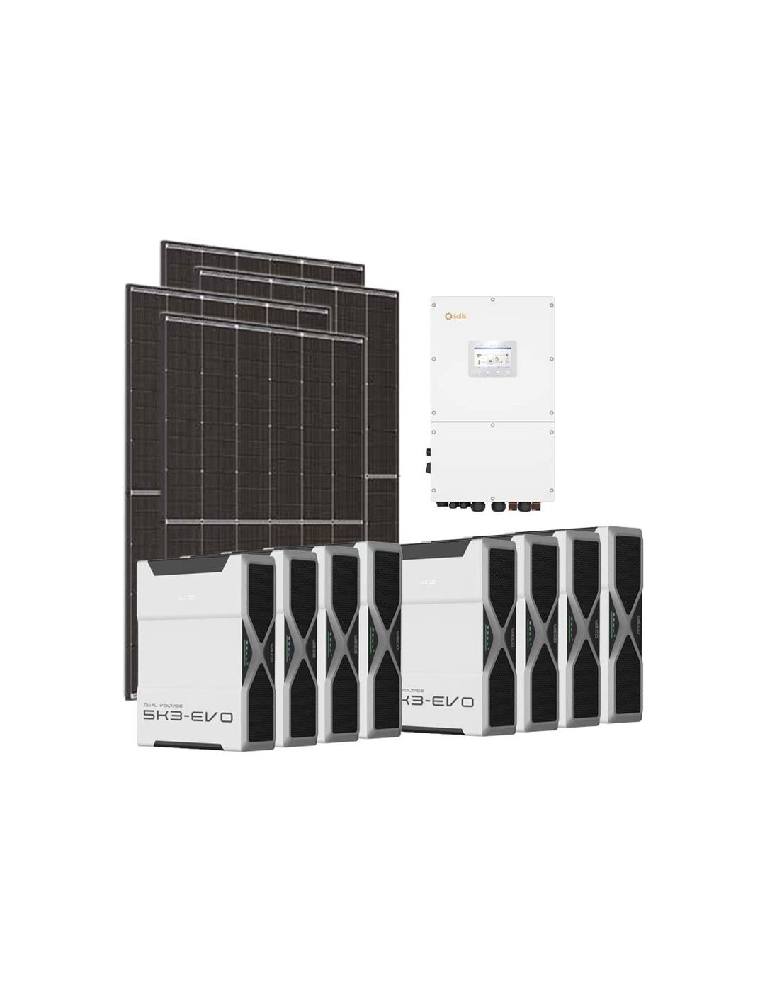 Dreiphasiges Photovoltaik-Kit 30600W Wechselrichter Solis 30kW Lithium 41.7kWh Weco EVO...