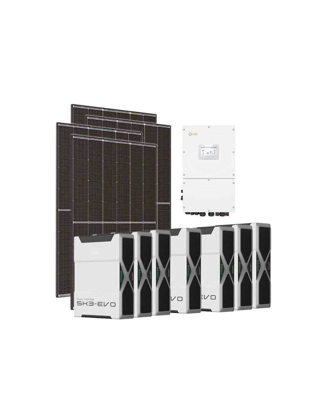 Dreiphasiges Photovoltaik-Kit 50400W Wechselrichter Solis 50kW Lithium 36.5kWh Weco EVO...