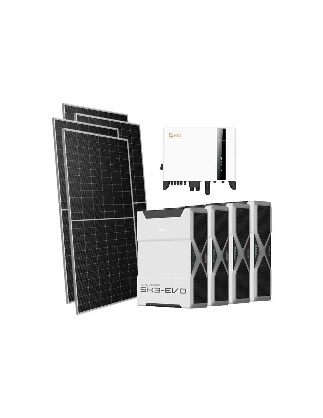 Dreiphasiges Photovoltaik-Kit 7140W Wechselrichter Solis 6kW Lithium 20.88kWh Weco EVO 5k3
