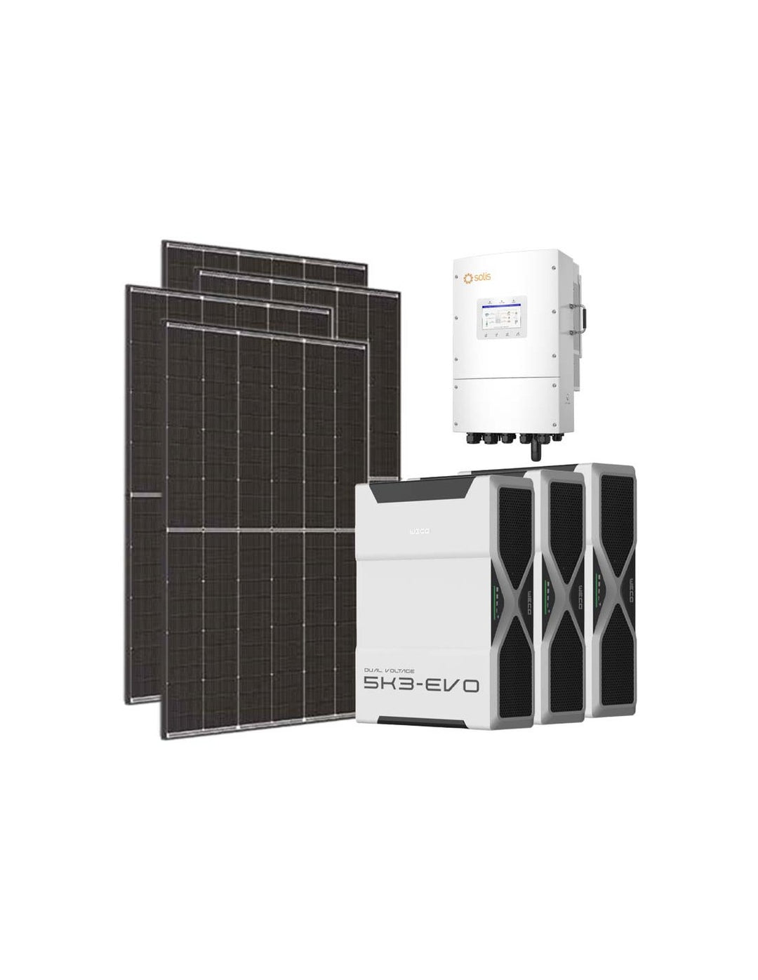 Dreiphasiges Photovoltaik-Kit 8100W Wechselrichter Solis LV 8kW Lithium 15.6kWh Weco...