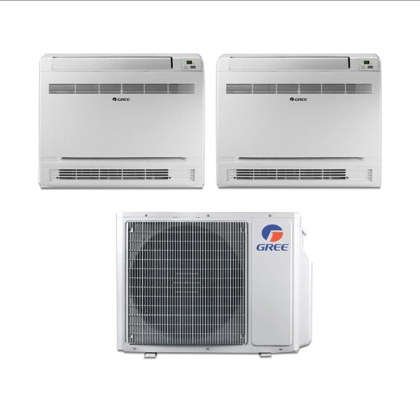 Gree Klimaanlage Bodenkonsole Dualsplit 9000+9000+GWHD14NK6OO Inverter R-32 WLAN CONSOLE9-9