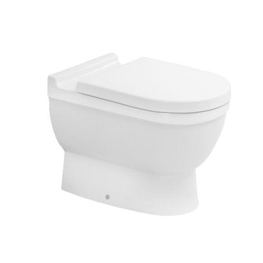 Duravit Bodenstehendes WC mit Auswurf für Unterputz- oder Aufputzspülkasten, mit horizontalem Ablauf, ohne Sitz, Spülwasserbedarf 6 l, UWL Klasse 2, Weiß STARCK 0124090000
