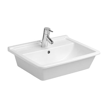 Duravit Einbauwaschbecken 56 cm Einlochtisch, für Aufsatzmontage, mit Überlauf, mit Hahnlochbank, Weiß STARCK 0302560000