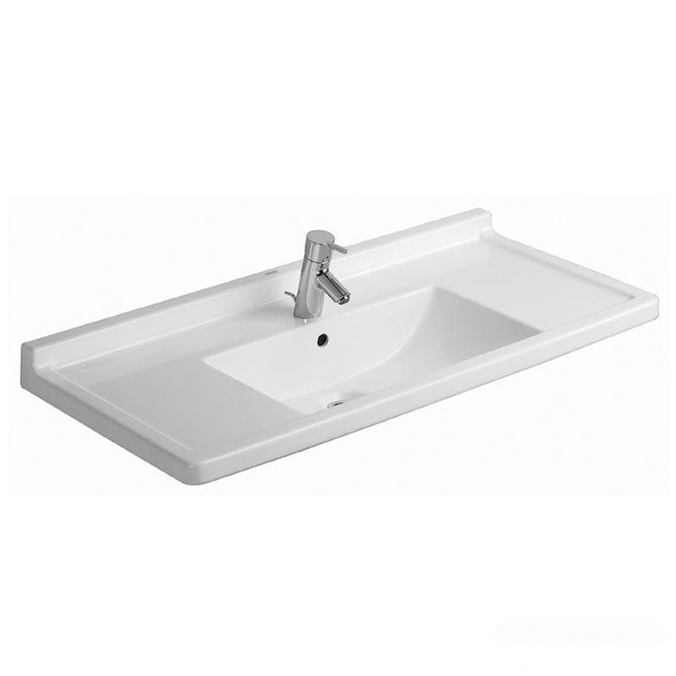 Duravit Konsolenwaschbecken 105 cm einloch, mit Überlauf und mit Hahnlochbank, Weiß STARCK 0304100000