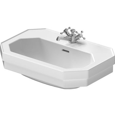 Duravit Einloch-Waschbecken L. 60 cm, mit Überlauf und Rand für Armaturen, Unterseite emailliert, Weiß 1930 0438600000